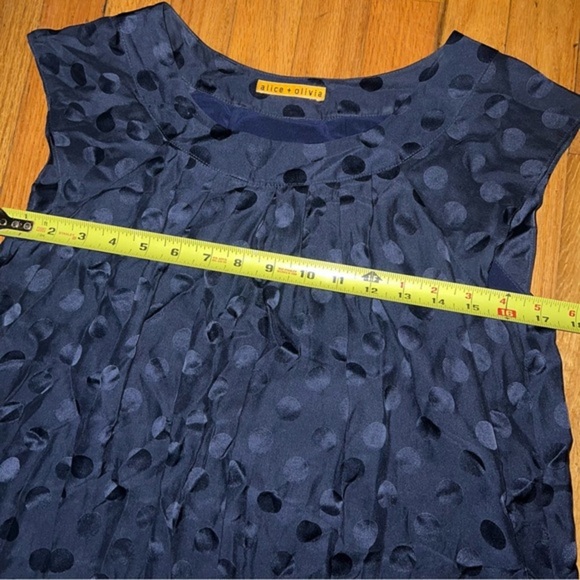 003 Alice + Olivia navy polka dot silk bubble dress - Picture 7 of 7